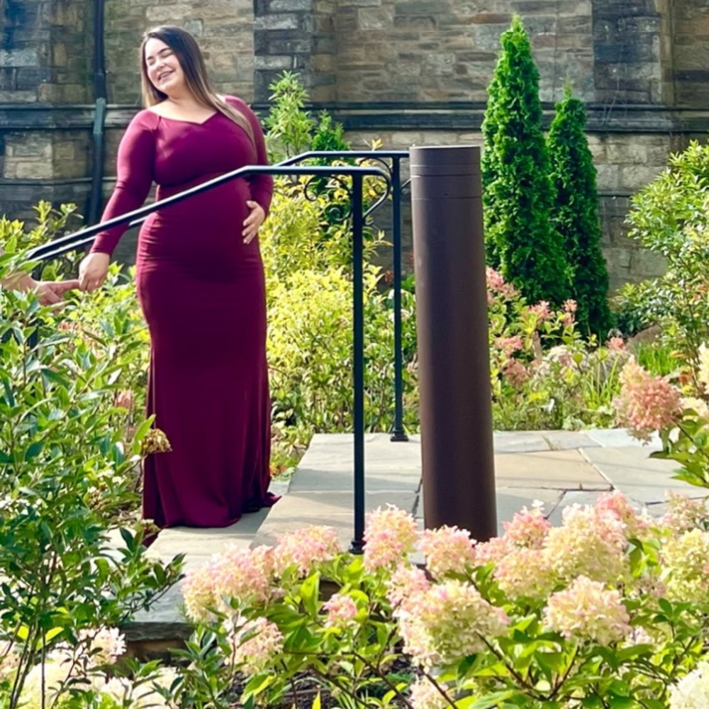 Women's Off Shoulder Maternity Dress Slim Cross-Front V Neck Long Sleeves.